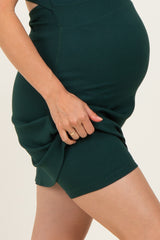 Forest Green Ribbed Maternity Active Romper Dress