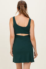 Forest Green Ribbed Maternity Active Romper Dress