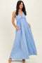 Light Blue Sleeveless Deep V-Neck Maxi Dress