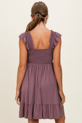 Plum Smocked Tiered Mini Dress