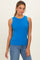 Ocean Blue Ribbed High Neck Tank Top