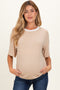 Sand Relaxed Fit Contrast Neckline Maternity Tee