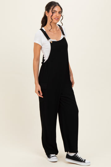 Black Straight Leg Adjustable Overalls