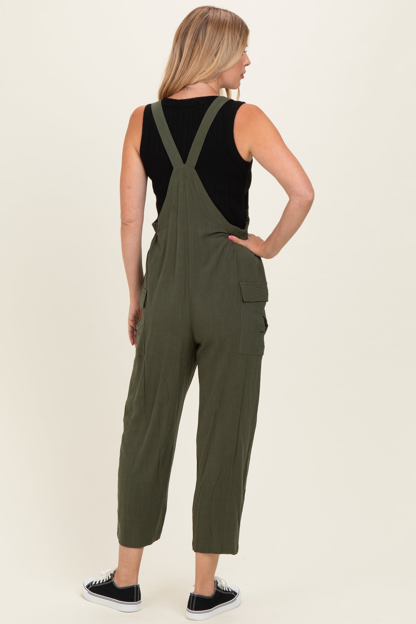 Olive Straight Leg Adjustable Overalls