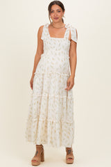 Yellow Floral Smocked Tiered Maternity Maxi Dress