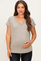 Olive Slub Knit Maternity V-Neck Top