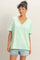 Mint Washed V-Neck Oversized Tee
