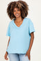 Light Blue Washed V-Neck Oversized Maternity Tee