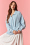 Light Blue Snap Collar Oversized Sweatshirt