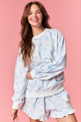 Light Blue Floral French Terry Sweatshirt