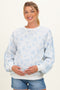 Light Blue Floral French Terry Maternity Sweatshirt
