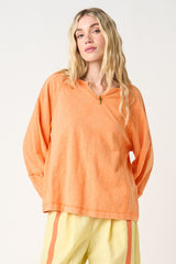 Citrus Orange Mineral Wash Exposed Seam Maternity Top