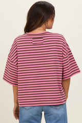 Chocolate Oversized Striped Maternity Boyfriend Tee