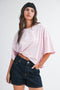 Light Pink Oversized Striped Boyfriend Tee