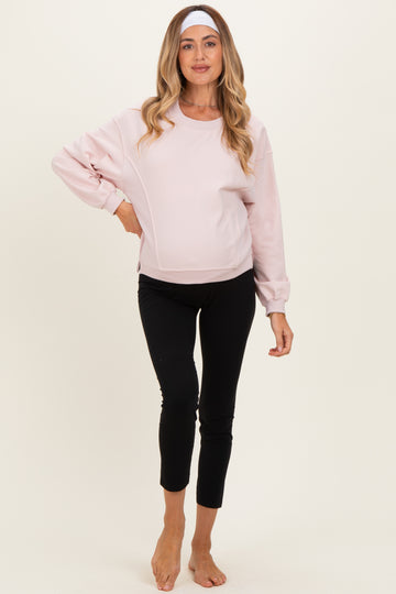 Light Pink Relaxed Crewneck Maternity Pullover