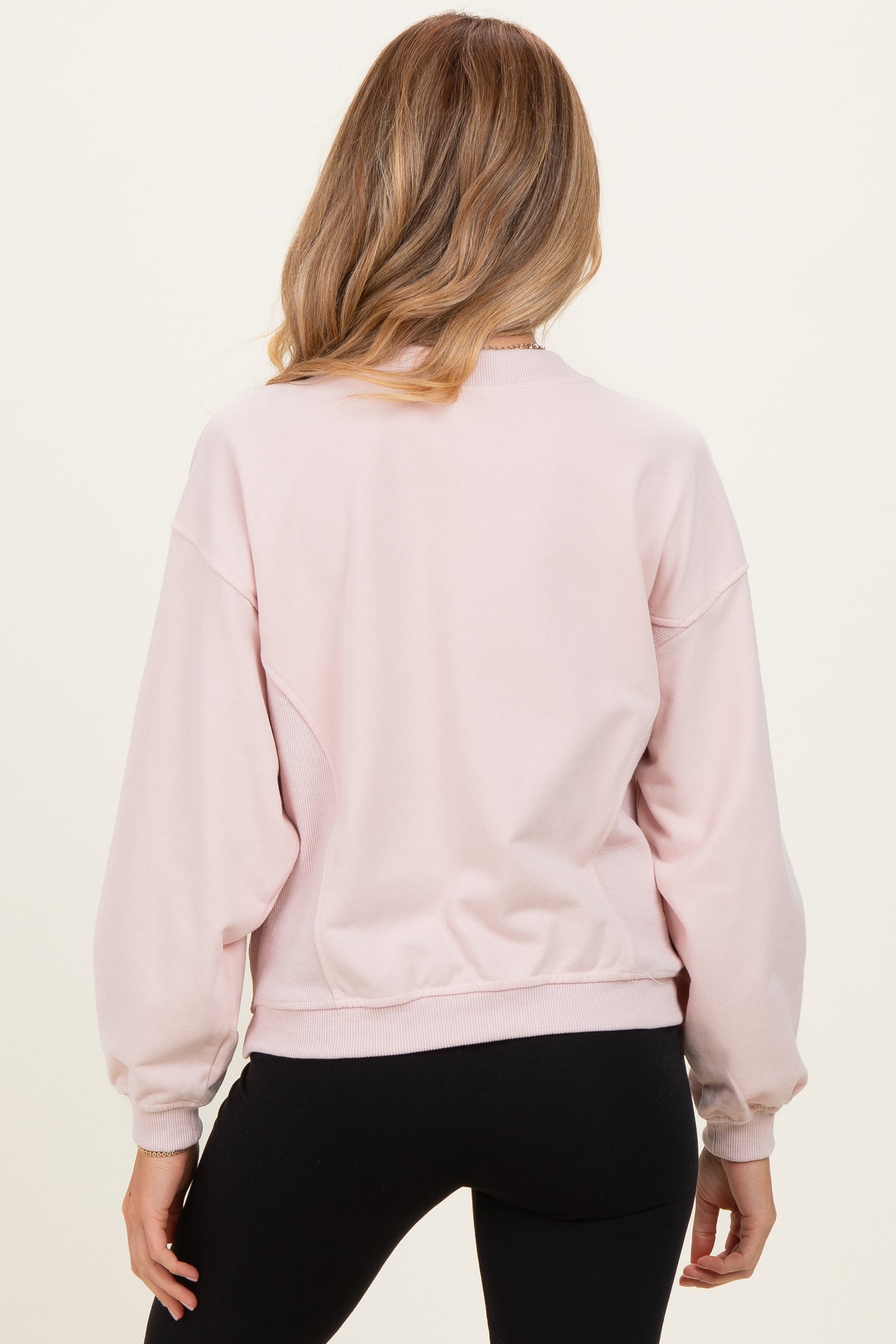 Light Pink Relaxed Crewneck Maternity Pullover