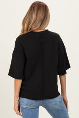 Black Raw Cut Edge Maternity Boxy Tee
