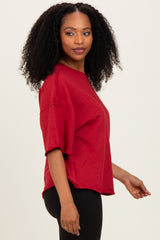 Burgundy Raw Cut Edge Boxy Tee
