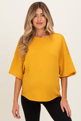Mustard Raw Cut Edge Maternity Boxy Tee