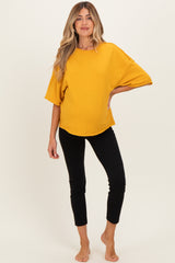 Mustard Raw Cut Edge Maternity Boxy Tee