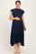 Midnight Mock Neck Flutter Sleeve Smocked Maternity Maxi Dress