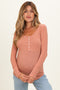 Peach Ribbed Henley Maternity Top