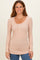 Beige Ribbed Henley Top