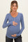 Denim Blue Ribbed Henley Maternity Top