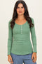 Avocado Ribbed Henley Top