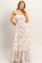 Ivory Floral Smocked Open Back Maxi Dress