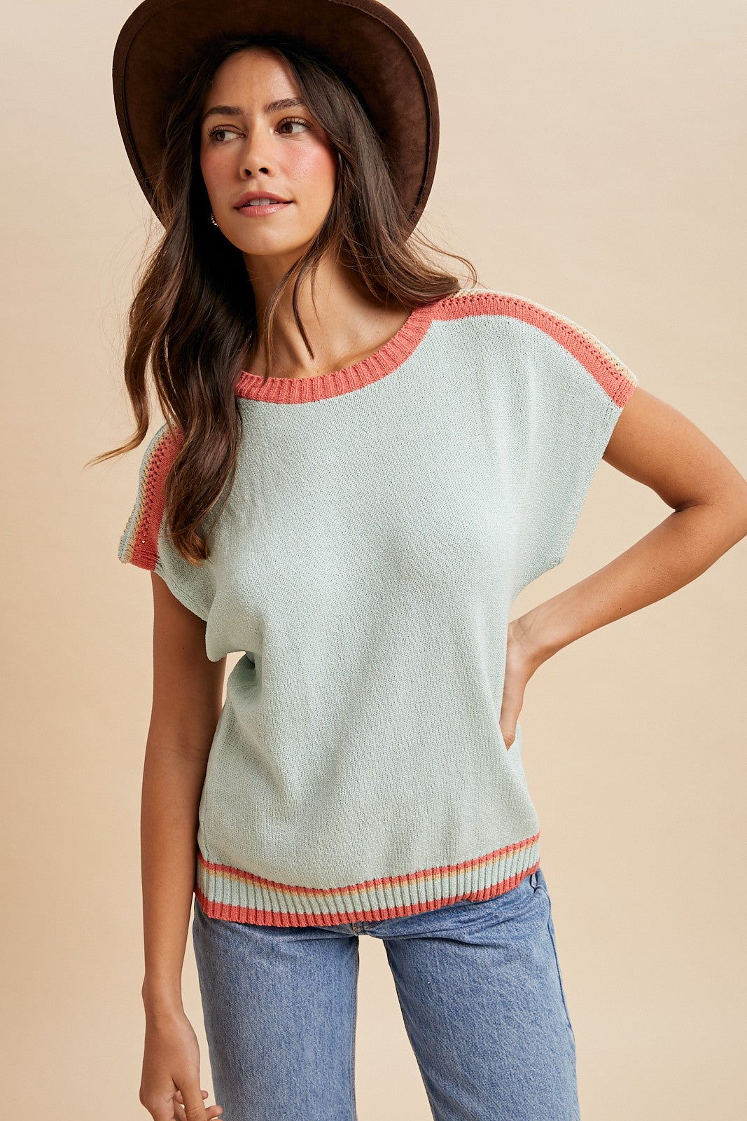 Mint Colorblock Dolman Maternity Sweater Top