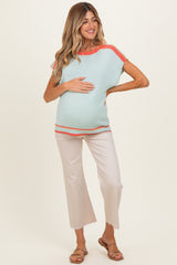 Mint Colorblock Dolman Maternity Sweater Top