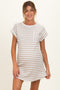 Khaki Textured Stripe Knit Maternity T-Shirt Dress