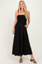 Black Pom Pom Strap Smocked Maxi Dress