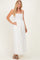 Off White Pom Pom Strap Smocked Maxi Dress