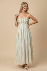 Green Floral Crochet Bodice Maternity Maxi Dress