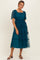 Teal Ruffled Mesh Maxi Dress