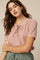 Blush Waffle Knit Lace-Up Top