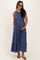 Light Navy Smocked Sleeveless Tiered Maternity Maxi Dress