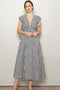 Black Gingham Twist Front Midi Dress