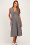 Black Gingham Twist Front Maternity Midi Dress