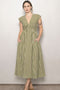 Olive Gingham Twist Front Midi Dress