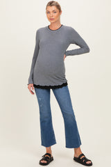 Charcoal/Black Ribbed Long Sleeve Maternity Twofer Top