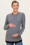 Charcoal/Black Ribbed Long Sleeve Maternity Twofer Top