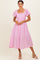 Pink Gingham Puff Sleeve Midi Dress