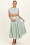 Sage Crop Top Midi Skirt Maternity Set