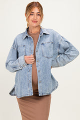 Light Denim Oversized Maternity Shirt Jacket