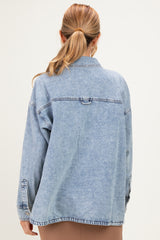 Light Denim Oversized Maternity Shirt Jacket