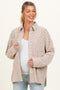 Oatmeal Floral Textured Knit Maternity Shirt Jacket