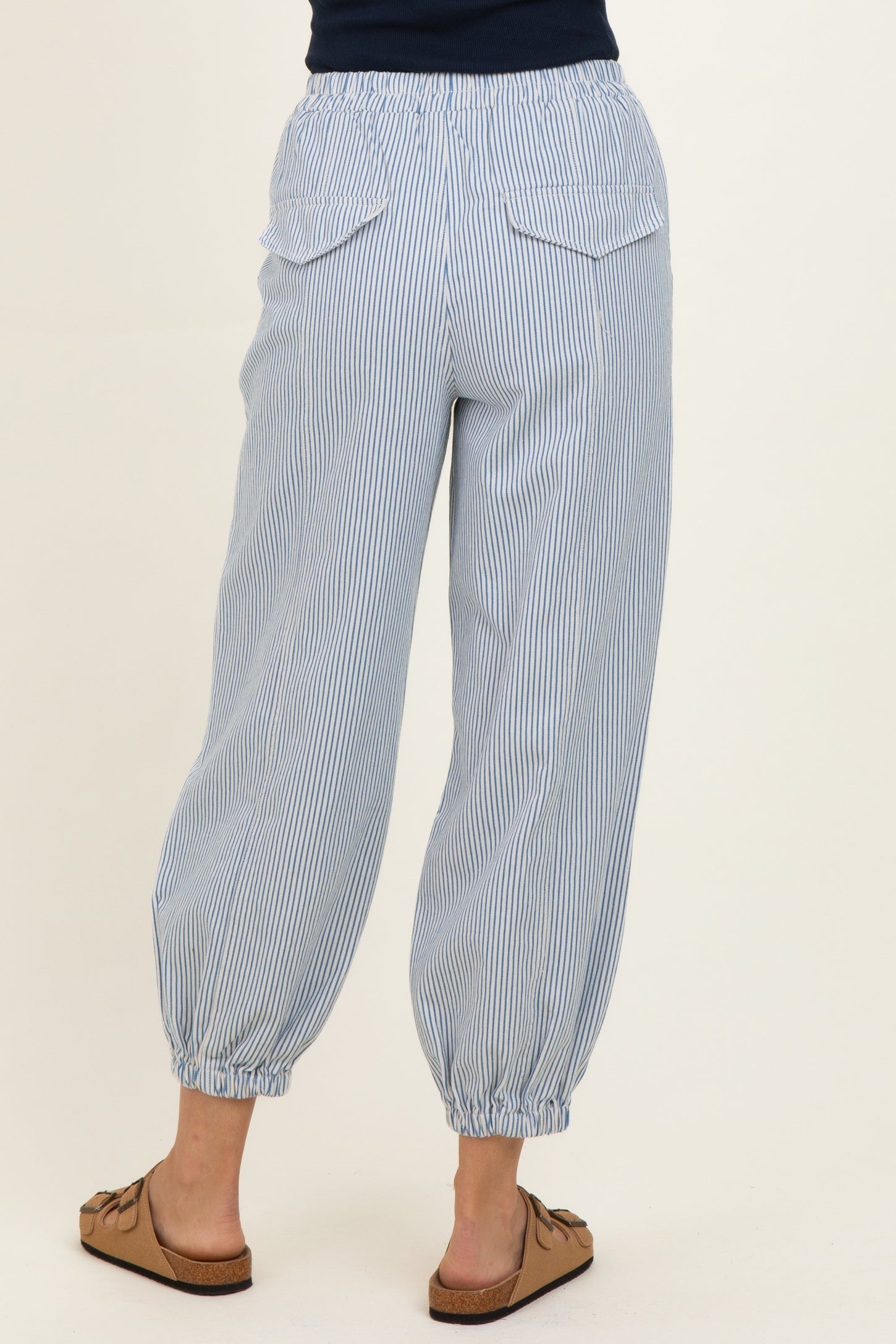 Blue Striped Patch Pocket Pants